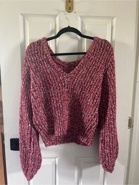 NA-KD Two-Way Chunky Knit V-Neck Sweater - Small